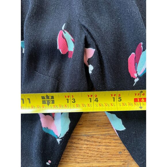 Sezane Black Elena Floral Viscose Boho Ruffle Wrap Mini Dress   Women's Size 36 - Picture 9 of 10